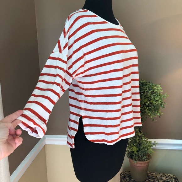 ⭐️ Madewell Striped 3/4 Sleeve Crewneck Shirt SMALL - Picture 3 of 11